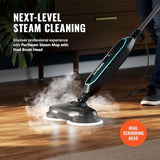 Pursteam ScrubMaster Steam Mop with Dual Scrubbing Head, LED Headlights, Adjustable Steam Control, Anti-Slip Swivel Head, Cable Holder & Upright Lock