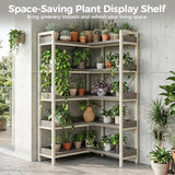 GTPLAYER 5-Tier Corner Bookshelf, L-Shaped Metal Frame Shelf with Tall 14" Shelves, Plant Stand and Storage Rack for Small Spaces, Living Room and Home Office, Grey