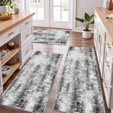 Tritard Upgrade Non Slip Kitchen Rugs Sets of 3 Washable Kitchen Mats for Floor Abstract Kitchen Runner Rug Ultra Soft Floor Mat Set Kitchen Carpet Rugs for Hallway, Laundry, Entryway, Office, Grey