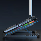 RGB Laptop Cooling Pad Stand with Adjustable Fan, Foldable Ergonomic Design