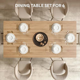 78.7" Farmhouse Dining Table for 6-8 People, Extra Thick Wood Top with 2 Hidden Adjustable Storage Drawers, Rustic White