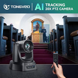 Camera with Auto Tracking and 20X Optical Zoom, Conference Room Webcam with HDMI/USB3.0/LAN/PoE, Ideal