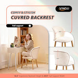 VINGLI Chenille Curved-Back Armless No Wheels Vanity Chair for Girls