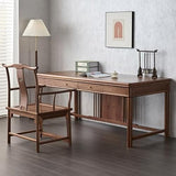 SONGCHAO Corner Desk Black Walnut Chinese Style Home Study Desk