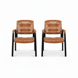 Naomi Home Faux Leather Guest Reception Chair with Armrests - Caramel