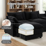 ONEMMLION 145" Oversized U-Shaped Cloud Sectional Sofa, Black