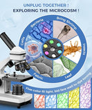 PalliPartners Compound Microscope for Adults & Students - 100X-2000X High-Power Biological Microscope for Students, School Lab & Home Education, with Slides Set & Phone Adapter (White)