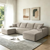 134" U-Shaped Compressed Foam Sofa, Vacuum Packed Boneless Cloud Couch