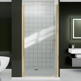 ComfyStyle 36-38" W x 72" H Frameless Pivot Shower Door with Single 180° Swing Glass Door, Hinged Shower Glass Door with 1/4"(6mm) Clear SGCC Tempered Glass, Brushed Gold Finish
