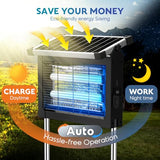 Solar Bug Zapper Outdoor, PhatroyYee Mosquito Zapper 4500V, Waterproof Portable Fly Zapper, Rechargeable Electric Mosquito Killer, Cordless Fly Insect Mosquitos Trap for Patio Yard Home Garden Camping