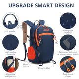 MIVENTO Hiking Backpack Waterproof Nylon Material, Breathable Back Pad Design, Separate Laptop Compartment for Outdoor Camping Travel (Deep Blue)