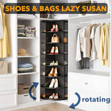 SpaceAid 7 Tier Rotating Shoe Rack Tower, Spinning Shoe Display Lazy Susan, Revolving 360 Shoe Rack Storage Round Carousel, Vertical Handbag Rotate Shoes Closet Organization (7-Tier Black)