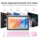 Android 15 Tablet 10 Inch, 12(3+9) GB RAM+64GB ROM, 2 in 1 Tablets with Keyboard Case Mouse Stylus