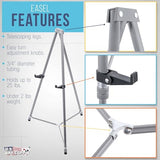 Art Supply 66" High Gallery Silver Metal Display Easel (10 Pack) - Large Adjustable Height Portable Easel Stand