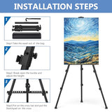 Adjustable Aluminum Metal Tripod Artist Easels with Bags, Extra Sturdy for Table-Top/Floor Painting, Drawing