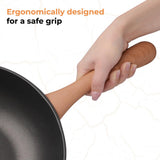 DEORS Bionic Turtle 12 Inch Nonstick Wok with Lid, Non Toxic, PFAS & PFOA Free, Dishwasher Safe, Compatible with All Stovetops