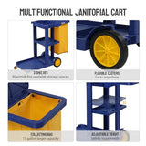 Commercial Traditional Cleaning 3-Shelf Janitorial Cart, 500 Lbs Capacity Housekeeping Cart,