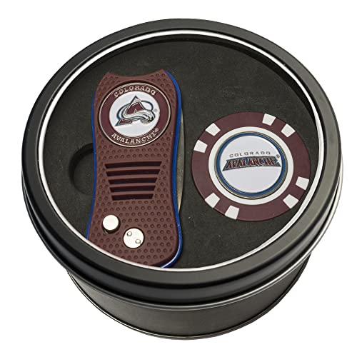 Team Golf NHL Colorado Avalanche Tin Gift Set with Retractable Divot Tool and Golf Chip Gift Set & Chip