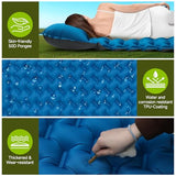 Double Camping Sleeping Pad, 4" Extra Thick 2 Person Inflatable Sleeping Pad with Built-in Foot Pump & Pillow, Ultralight Self Inflating Camping Mattress for Tent, Backpacking, Hiking, Travel, RV