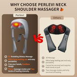 PERLEVI Cordless Shiatsu Neck and Shoulder Massager with Heat – 6D Kneading Massage, Deep Tissue Pain Relief for Trapezius, Rechargeable, Brushless Motor