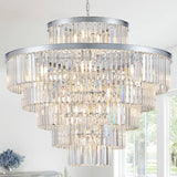 CATINER 36" Large Crystal Chandelier,23-Light Modern Chrome Light Fixture