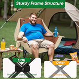Northroad Folding Camping Chair,Oversized Portable Camping Chair w/Cup Holder,Heavy Duty Padded Lawn Chair for Outdoor, Tailgates, Beach, and Sports, Cream