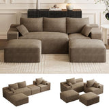 ONEMMLION 108" Oversized Cloud Boneless Couch Modular Sofas, Brown