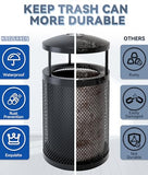 Commercial Outdoor Trash Can, Round Waste Receptacle for Parks