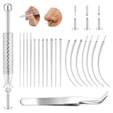 Piercing Ball Grabber Tool, 316L Stainless Steel Removal & Changing Kit, 18Pcs 14G-20G Needle Set, 4 Claw Retractable Design, Non-slip Curved Tweezers, for Pro Piercers, Entry Users & Body Art Fans