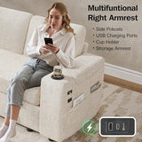 Vipbear 111" Modular Sectional Sleeper Sofa with Pull Out Bed, 8 Seat Chenille U Shaped Couch with USB Ports|Cup Holders|Side Table