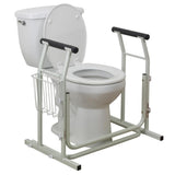 Drive Medical RTL12079 Toilet Safety Frame, Bathroom Grab Bar for Toilets, Freestanding Toilet Rail for Stability, For Users Up to 300 Pounds, White