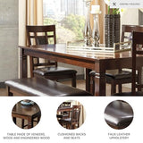 Signature Design by Ashley Bennox Dining Room Table and Chairs with Bench (Set of 6), Brown