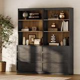 WAMPAT Modern 72" Tall Bookshelf with 6 Drawers and Open Book Shelves