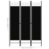 Zexlorith 3-Panel Room Divider/Foldable Privacy Screen/Black/47.2x70.9