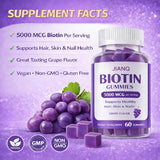 JianQ Biotin Gummies for Hair Skin & Nails – High Strength 5000 mcg Biotin with Collagen, Zinc & Vitamin C | Vegan, Sugar-Free, Non-GMO | Supports Healthy Hair Growth | 60 Count