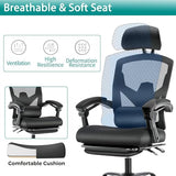 Simple Deluxe Home Office Desk Chair with Footrest, High-Back Mesh Rolling Swivel Reclining Chairs with Wheels