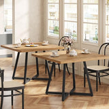 Tribesigns Square Commercial Dining Table Set of 4, 31.5" Heavy Duty Dinner Table with Metal Base, Wooden Kitchen Table