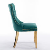 MOOLSUN Velvet Dining Chairs Set of 6, High Back Side Chairs, Modern Padded High-End Tufted Upholstered Chairs with Button-Tufted Back & Rear Pull Tabs, Gold Plated Leg E-Green(Gold Plated Leg)
