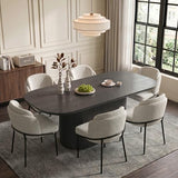 Miuuod 70.86" Large Oval Dining Table Set with 6 Chairs, Farmhouse Wood Kitchen Table Set, Modern Dining Room Furniture,Space-Saving Pedestal Base