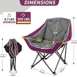 Northroad 2 Pack Oversized Camping Chair,Outdoor Padded Folding Lawn Chair w/Cup Holder,Carry Bag for Beach, Hiking, and Picnics,Heavy-Duty 300-lbs Capacity, Grey&Purple