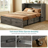 Queen Murphy Bed with Charging Station Large Storage Drawer