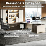 Modern L Shaped Executive Desk with Drawers, 78 inch Large Home Office Desk with Cabinet and USB Ports Thickened Desktop Writing Study Table Business Furniture Workstation for CEO Boss Manager