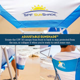 GCI Outdoor Sunshade Captain's Chair | Collapsible Folding Canopy Shade Chair with Durable Armrests, Drink Holder & Portable Carry Bag, Perfect for Beach Trips & Picnics — Saybrook Blue