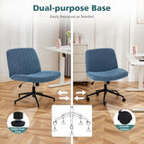 OLIXIS Criss Cross Chair with Wheels Wide Cross Legged Office Desk Vanity Chair, Blue