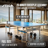 STIGA Outdoor Table Tennis Table – All-Weather Waterproof Aluminum Ping Pong Table with Net & Post, QuickPlay Assembly, 108" L x 60" W x 30" H