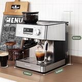 Gevi 20 Bar Espresso Machine with Grinder & Steam Wand for Latte Cappuccino | Removable Water Tank