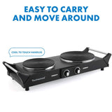 1800W Hot Plate Portable Electric Stove Countertop Double Burner | 7.5” Cooktop for RV/Home/Camp, Compatible for All Cookware Techwood