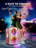 YIER Bluetooth Speaker, 240W Peak Loud Party Speaker with Big Bass, 20H Playtime, TWS, BT5.3, Large Portable Wireless Boom Box with LED Light for Outdoor Backyard Beach Home (Leather Red)