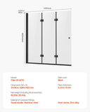 VEVOR Bathtub Shower Door, 51" W x 56" H, Frameless Foldable Hinged Shower Door, Tri-Fold Shower Glass Door with 1/4 in Tempered Glass Door, 180°Rotating and Folding Design, for Bathtub, Black