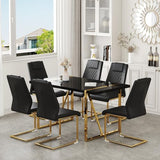 CTPNMCIN Modern Dining Table Set for 6, 55'' Gold Dining Room Table